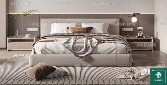 MODERN BED - SKETCHUP 3D MODEL - VRAY OR ENSCAPE - ID01736