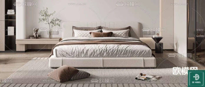 MODERN BED - SKETCHUP 3D MODEL - VRAY OR ENSCAPE - ID01738