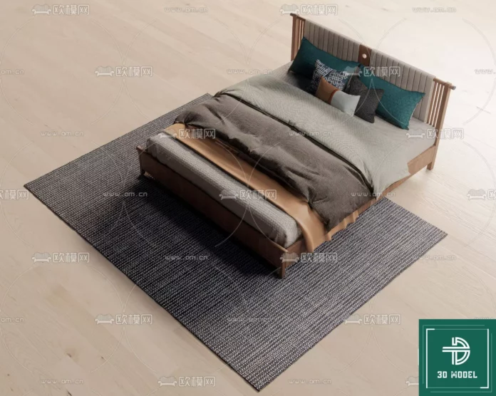 MODERN BED - SKETCHUP 3D MODEL - VRAY OR ENSCAPE - ID01747