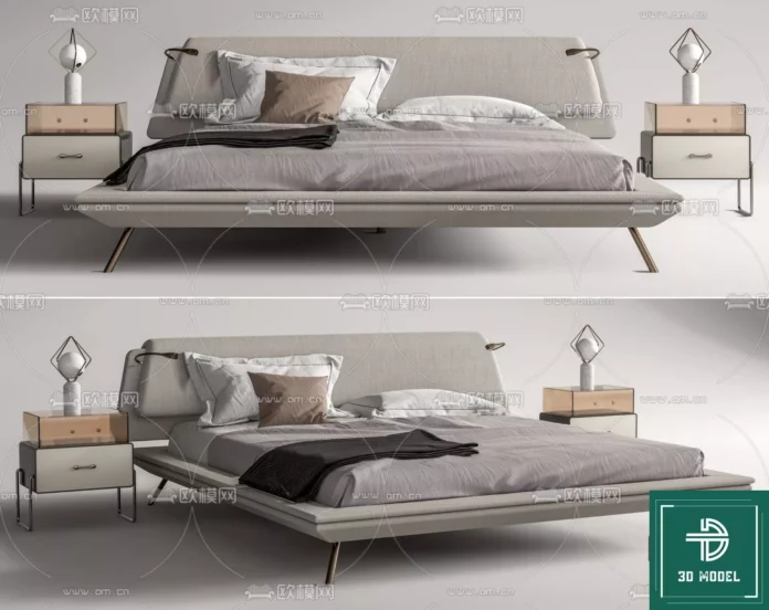 MODERN BED - SKETCHUP 3D MODEL - VRAY OR ENSCAPE - ID01754