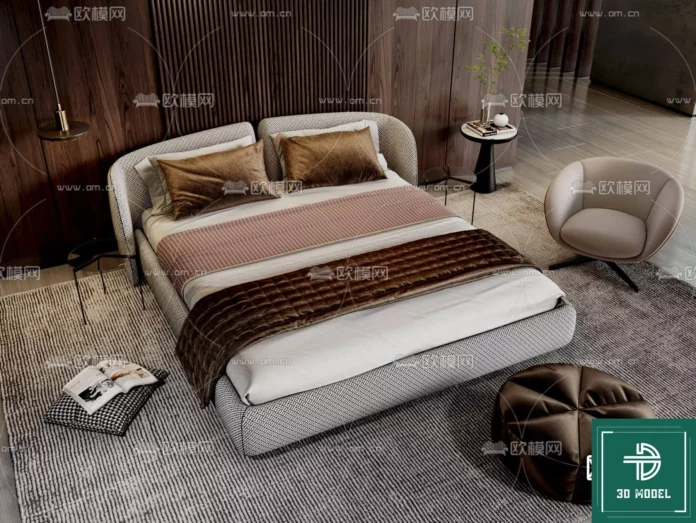 MODERN BED - SKETCHUP 3D MODEL - VRAY OR ENSCAPE - ID01768