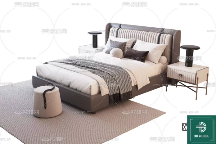 MODERN BED - SKETCHUP 3D MODEL - VRAY OR ENSCAPE - ID01778