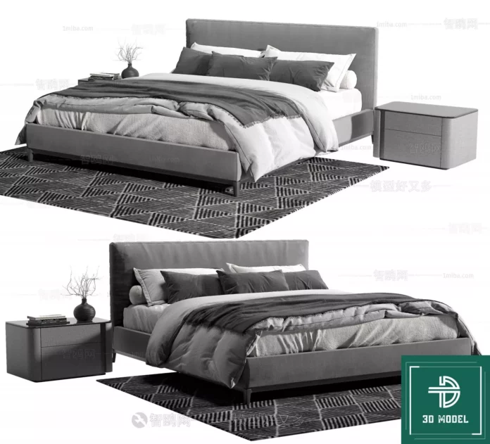 MODERN BED - SKETCHUP 3D MODEL - VRAY OR ENSCAPE - ID01792