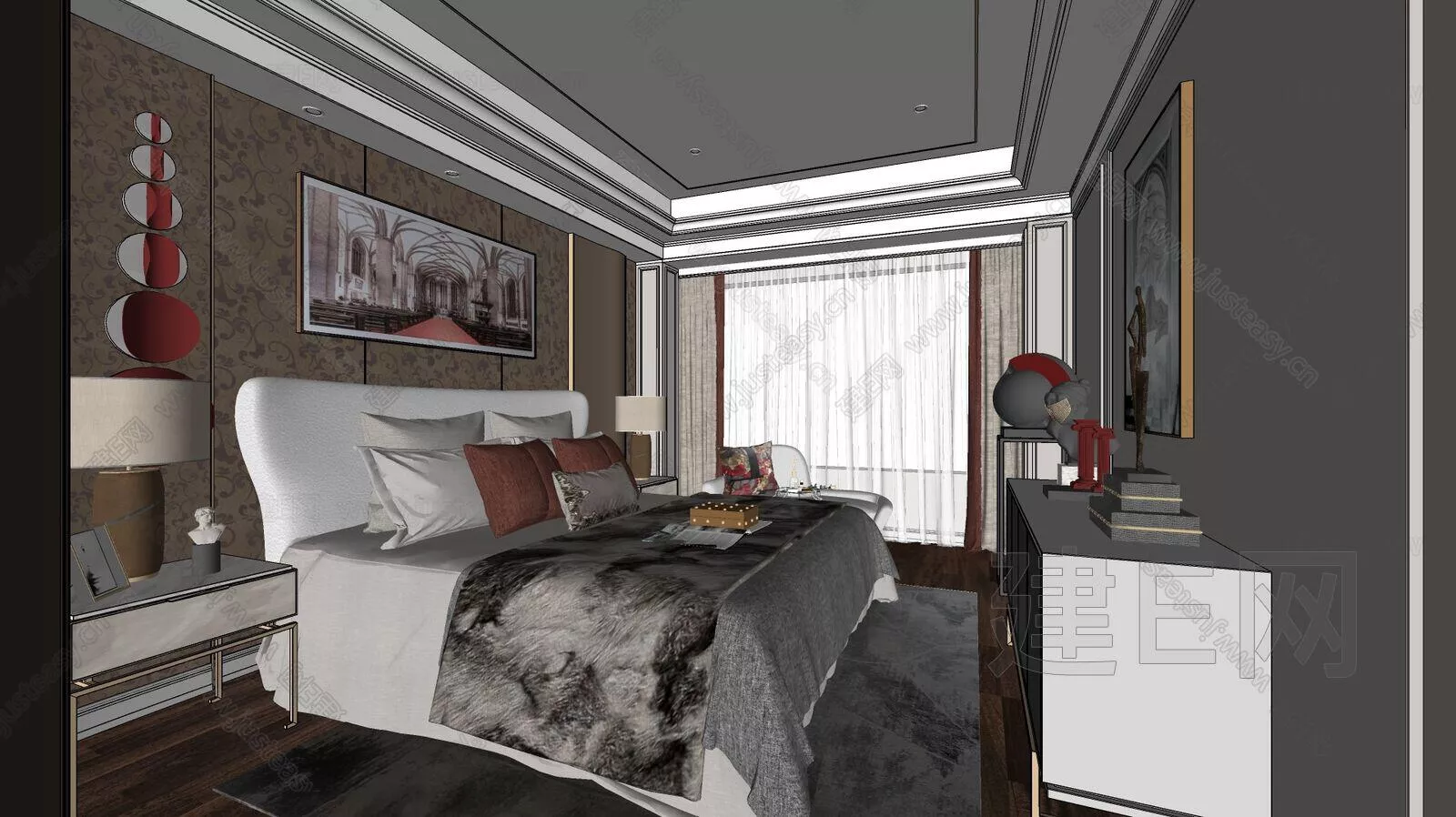 MODERN BEDROOM - SKETCHUP 3D SCENE - ENSCAPE - 102056730