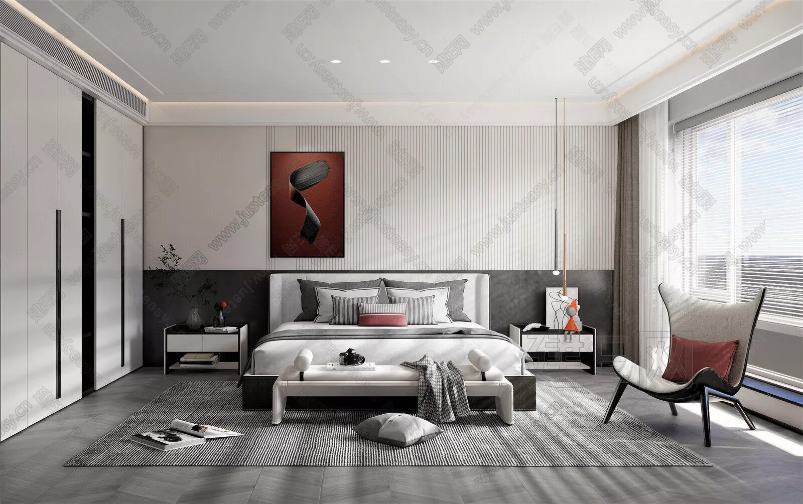 MODERN BEDROOM - SKETCHUP 3D SCENE - ENSCAPE - 102254949