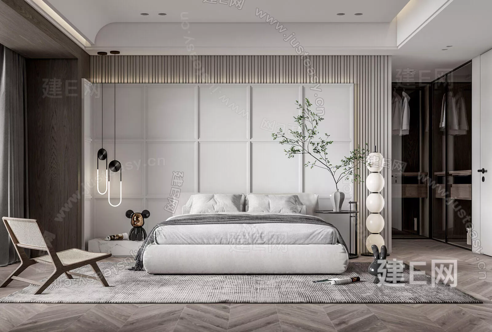 MODERN BEDROOM - SKETCHUP 3D SCENE - ENSCAPE - 104875247