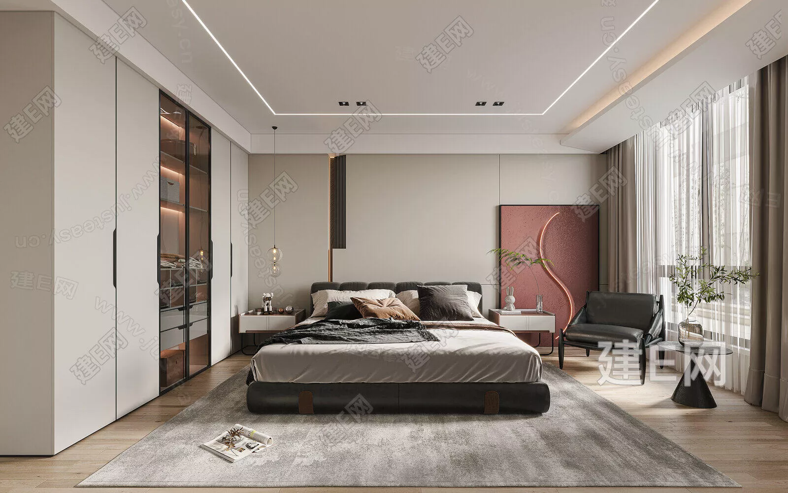 MODERN BEDROOM - SKETCHUP 3D SCENE - ENSCAPE - 106777233