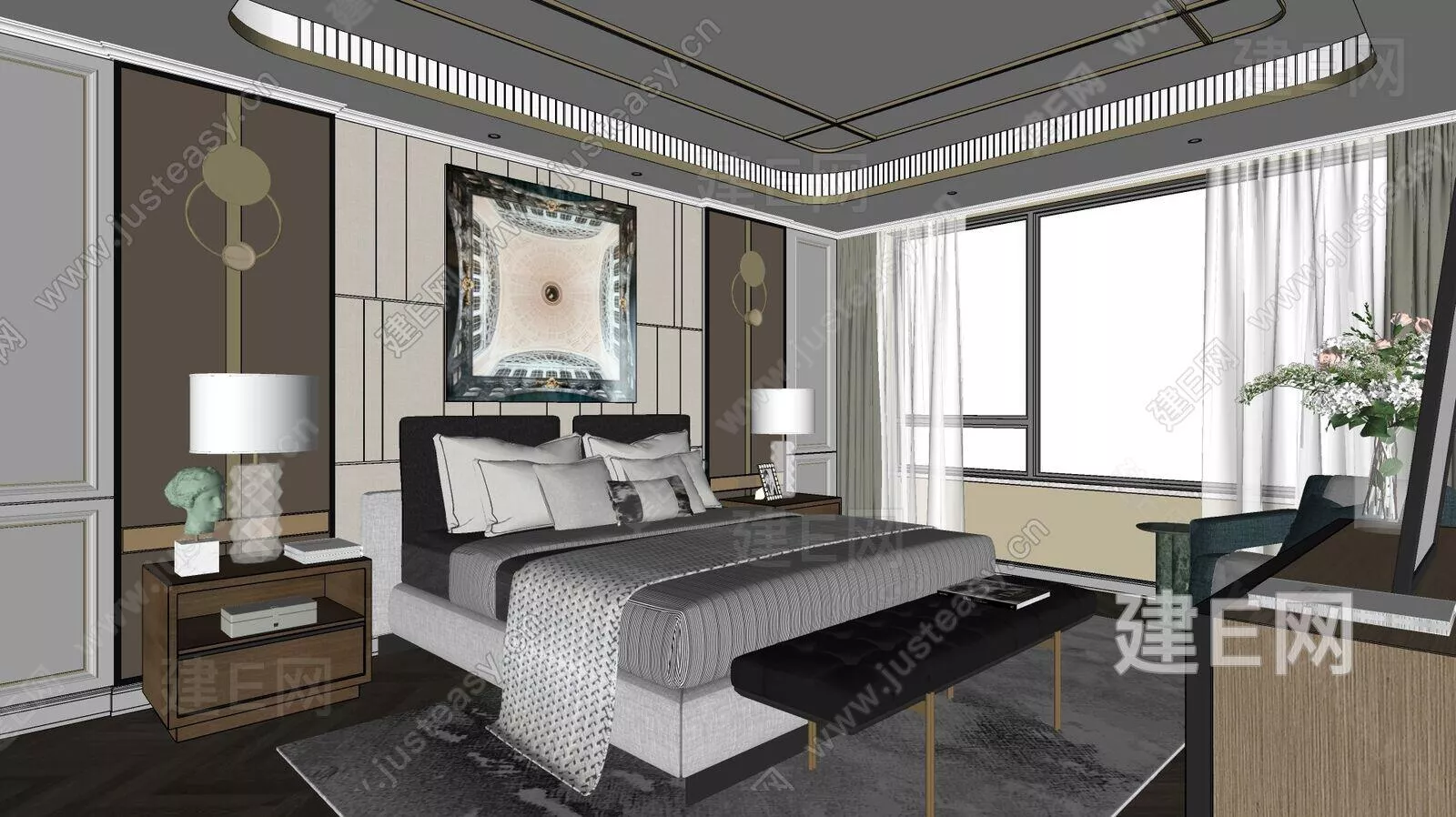 MODERN BEDROOM - SKETCHUP 3D SCENE - ENSCAPE - 107037476