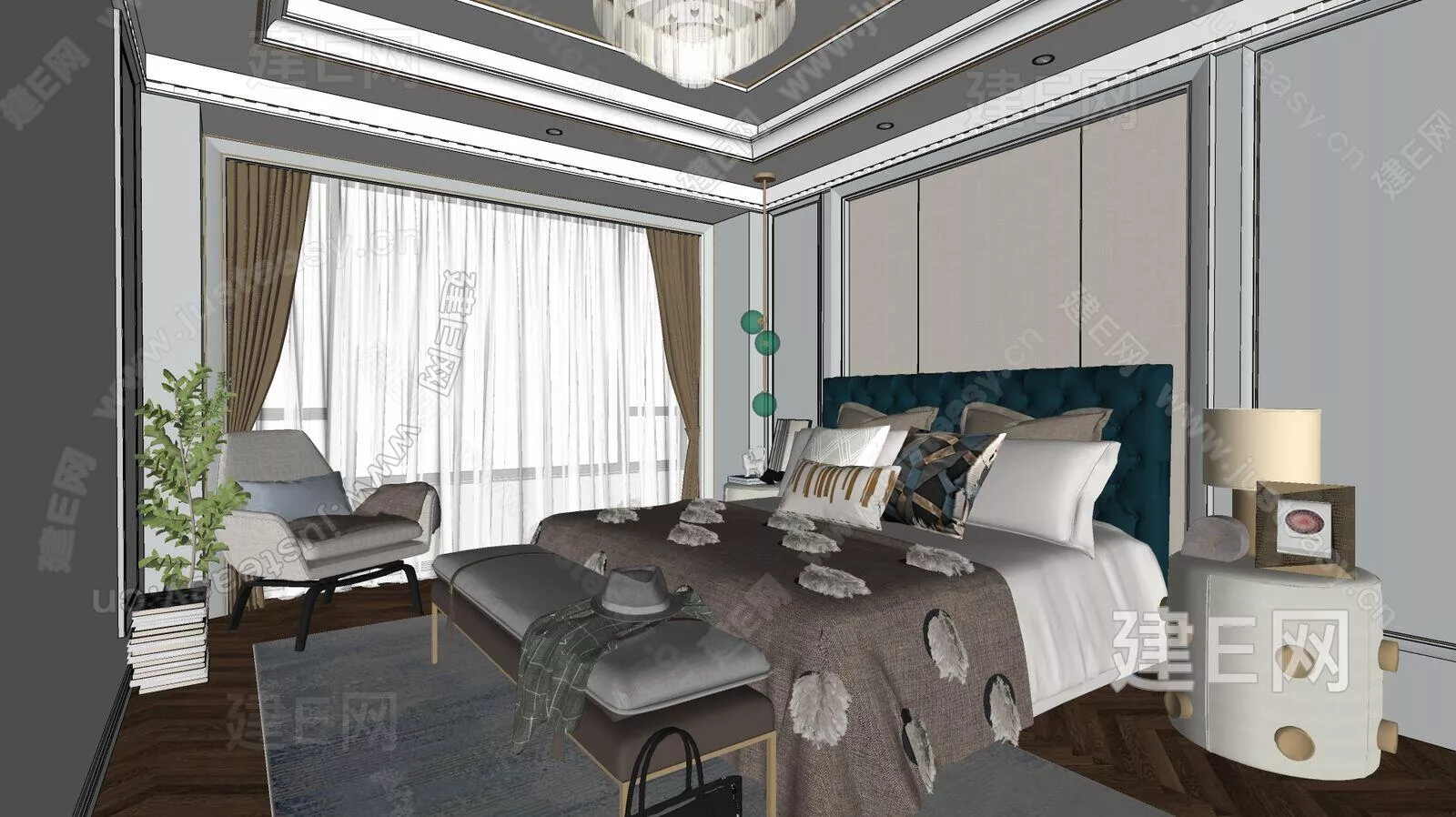 MODERN BEDROOM - SKETCHUP 3D SCENE - ENSCAPE - 107037541