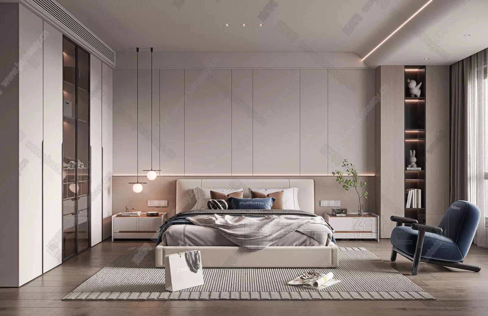 MODERN BEDROOM - SKETCHUP 3D SCENE - ENSCAPE - 109136256