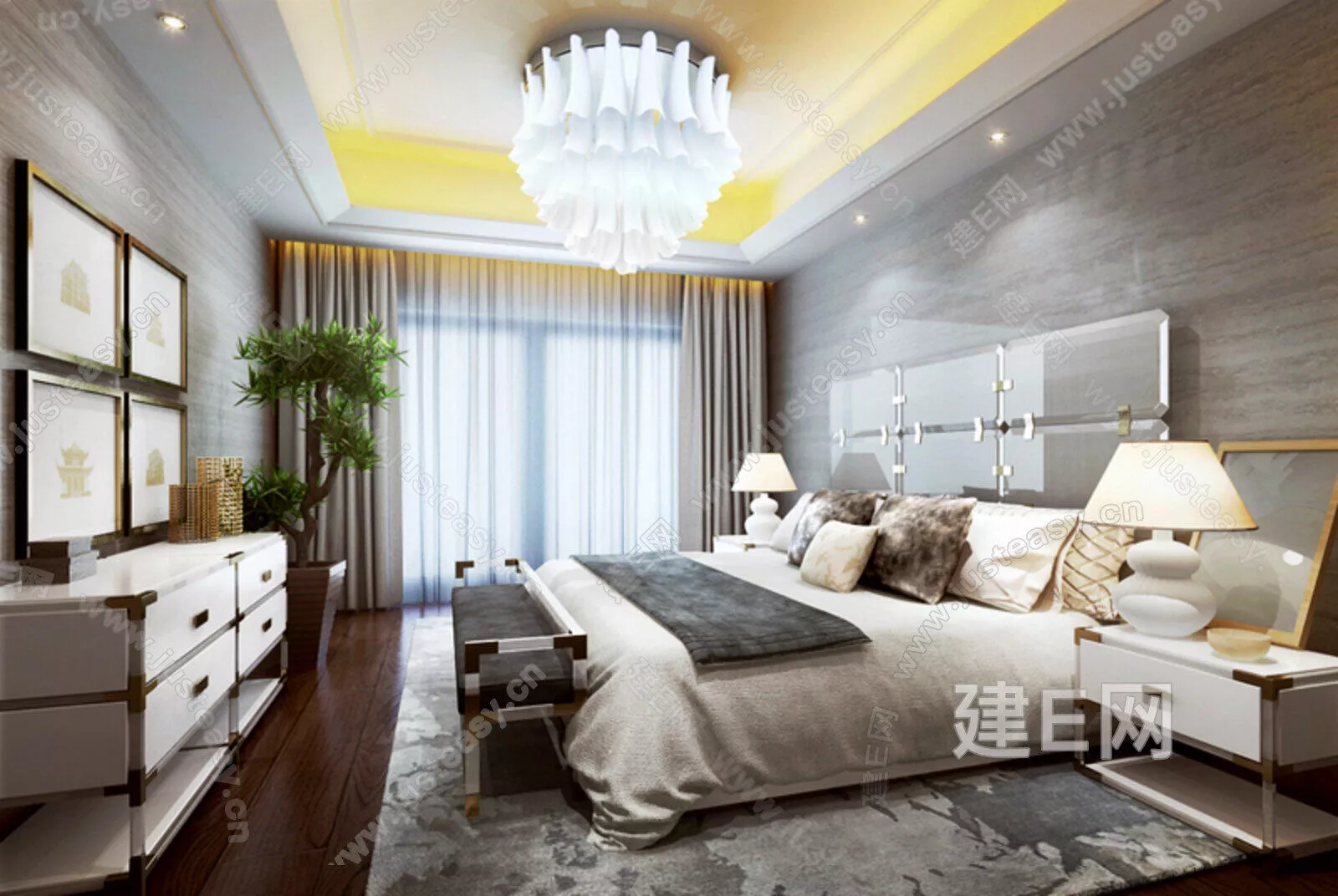 MODERN BEDROOM - SKETCHUP 3D SCENE - ENSCAPE - 112872805