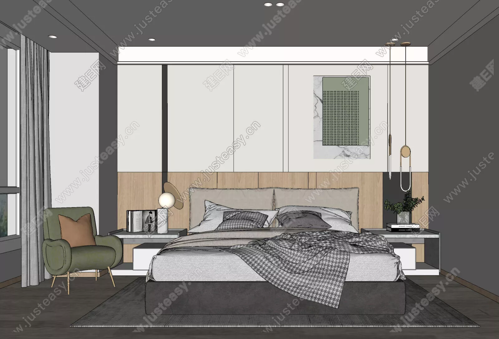 MODERN BEDROOM - SKETCHUP 3D SCENE - ENSCAPE - 113395133