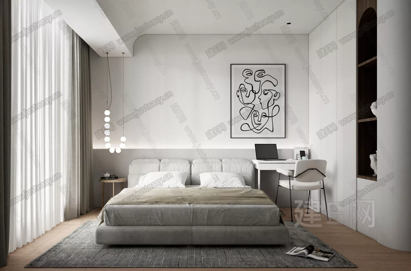 MODERN BEDROOM - SKETCHUP 3D SCENE - ENSCAPE - 114509681