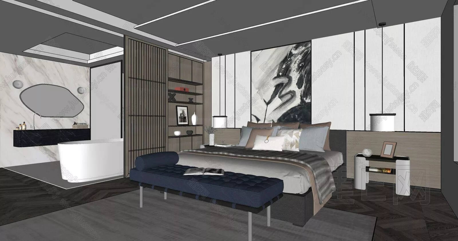 MODERN BEDROOM - SKETCHUP 3D SCENE - ENSCAPE - 116540329