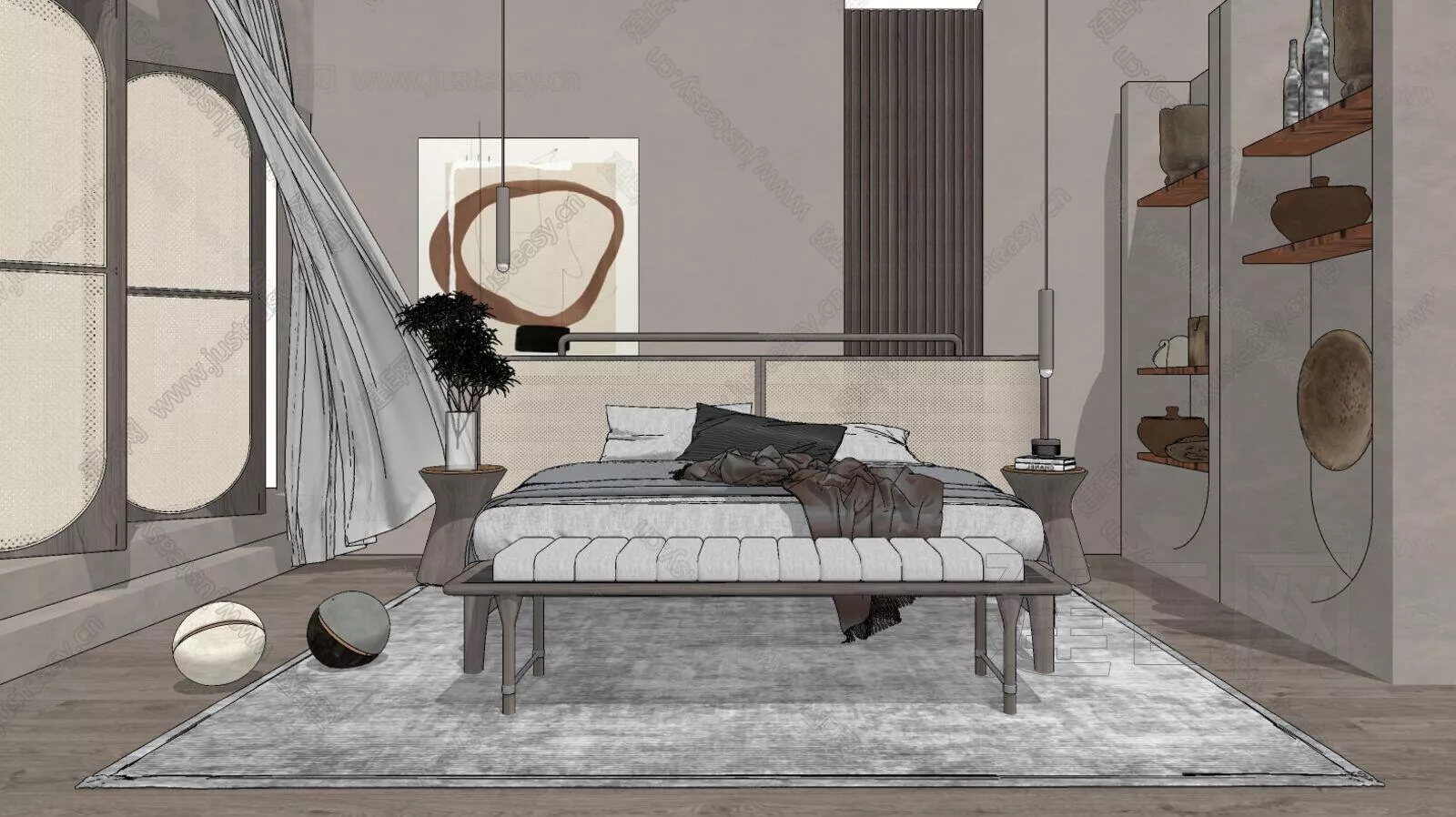 MODERN BEDROOM - SKETCHUP 3D SCENE - ENSCAPE - 117392836