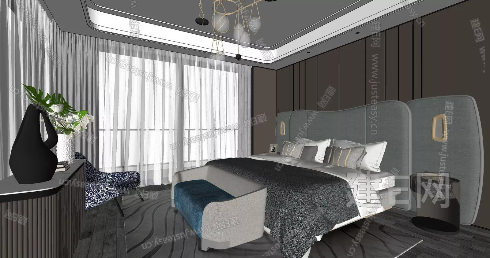 MODERN BEDROOM - SKETCHUP 3D SCENE - ENSCAPE - ID18179