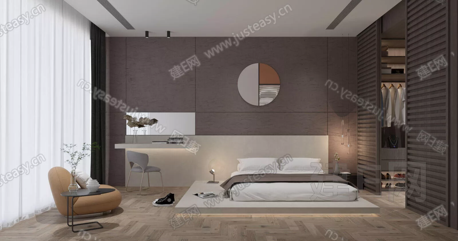 MODERN BEDROOM - SKETCHUP 3D SCENE - VRAY - 101074378