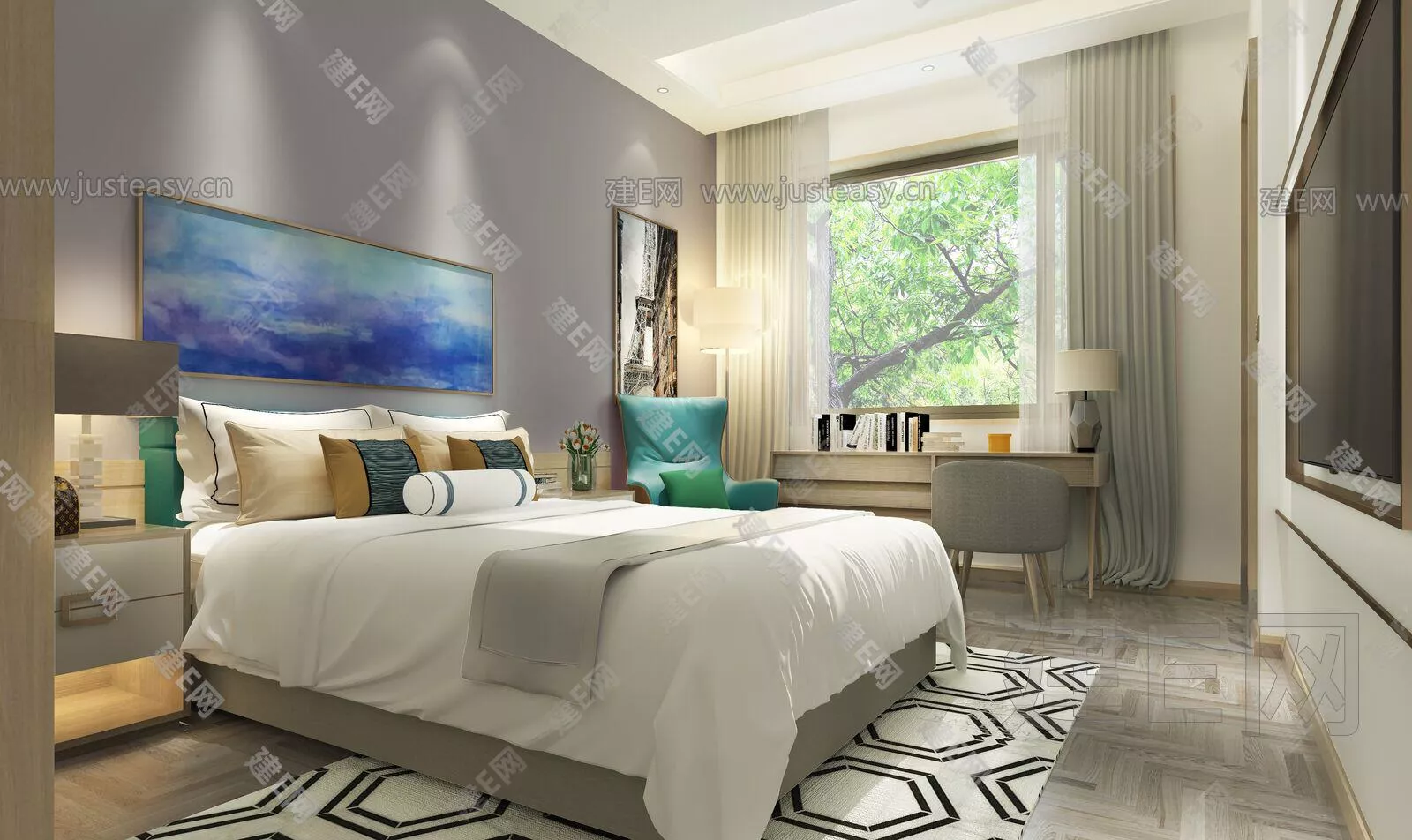 MODERN BEDROOM - SKETCHUP 3D SCENE - VRAY - 108151267