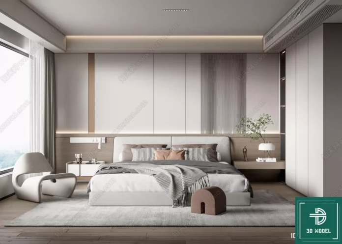 MODERN BEDROOM - SKETCHUP 3D SCENE - VRAY OR ENSCAPE - ID02027