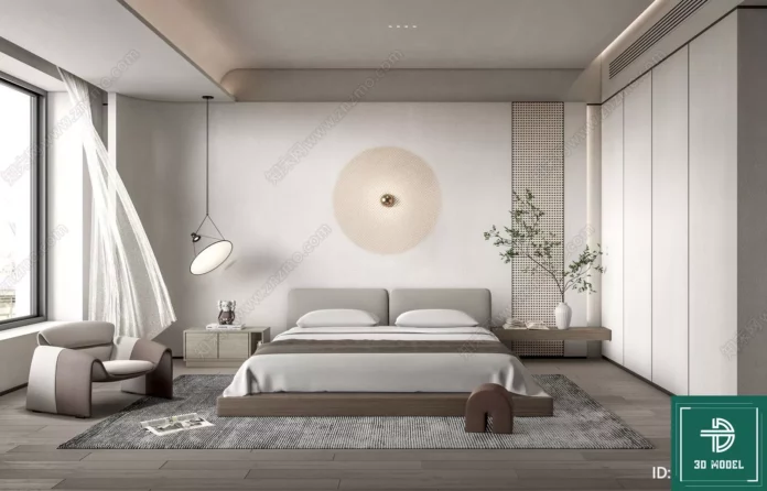 MODERN BEDROOM - SKETCHUP 3D SCENE - VRAY OR ENSCAPE - ID02028