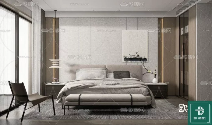 MODERN BEDROOM - SKETCHUP 3D SCENE - VRAY OR ENSCAPE - ID02039