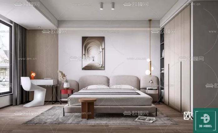 MODERN BEDROOM - SKETCHUP 3D SCENE - VRAY OR ENSCAPE - ID02041