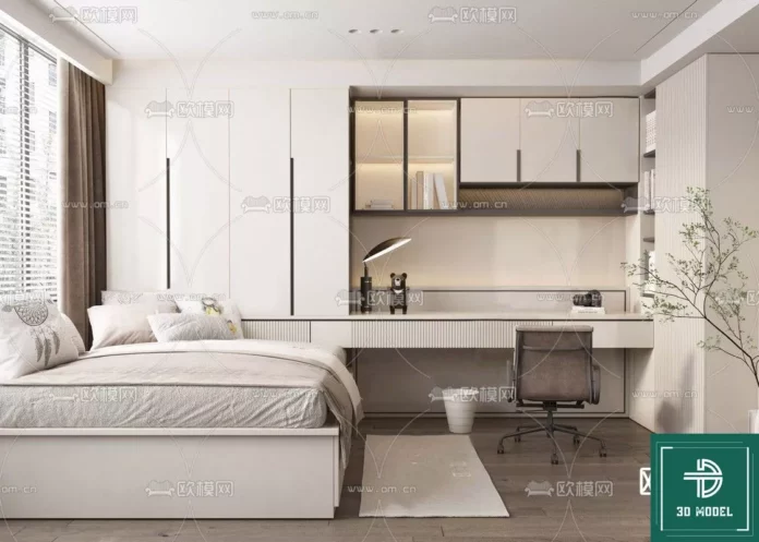 MODERN BEDROOM - SKETCHUP 3D SCENE - VRAY OR ENSCAPE - ID02044