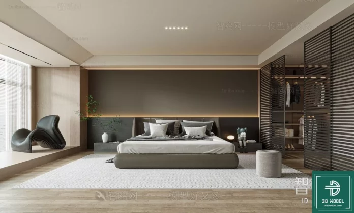 MODERN BEDROOM - SKETCHUP 3D SCENE - VRAY OR ENSCAPE - ID02049