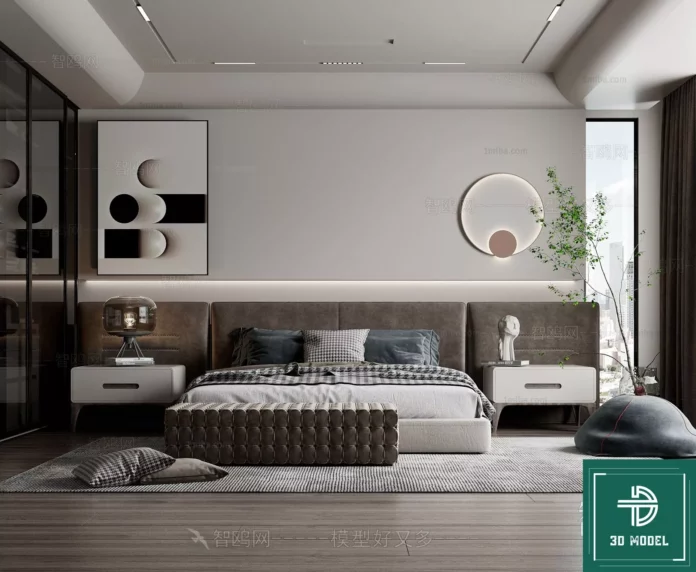 MODERN BEDROOM - SKETCHUP 3D SCENE - VRAY OR ENSCAPE - ID02050