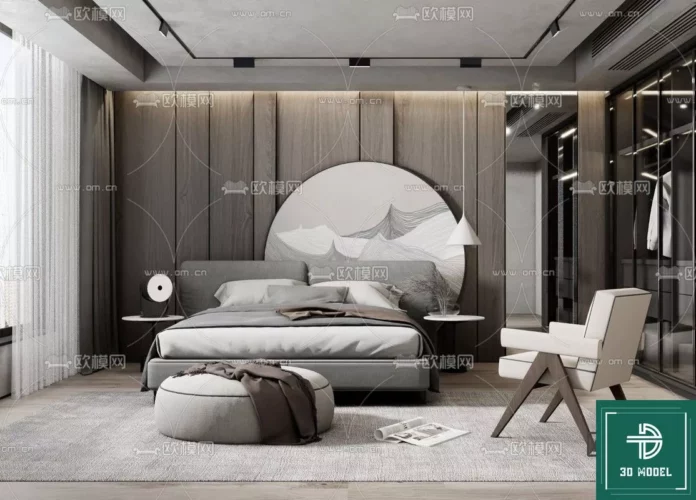 MODERN BEDROOM - SKETCHUP 3D SCENE - VRAY OR ENSCAPE - ID02055