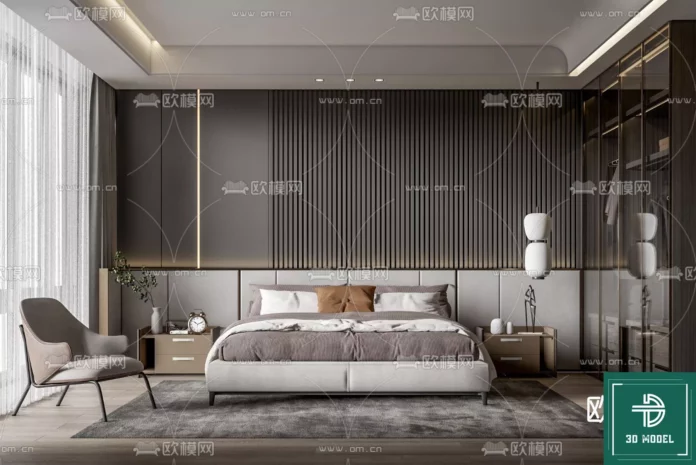 MODERN BEDROOM - SKETCHUP 3D SCENE - VRAY OR ENSCAPE - ID02057