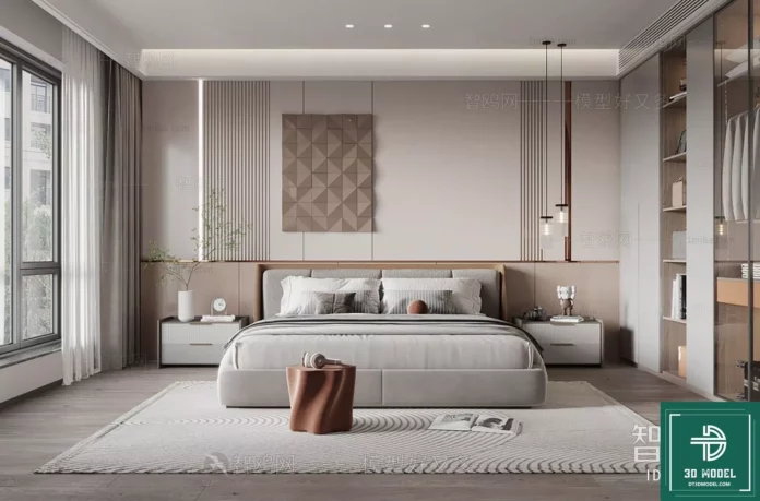 MODERN BEDROOM - SKETCHUP 3D SCENE - VRAY OR ENSCAPE - ID02060