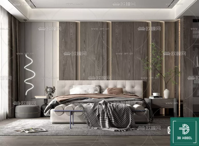 MODERN BEDROOM - SKETCHUP 3D SCENE - VRAY OR ENSCAPE - ID02061