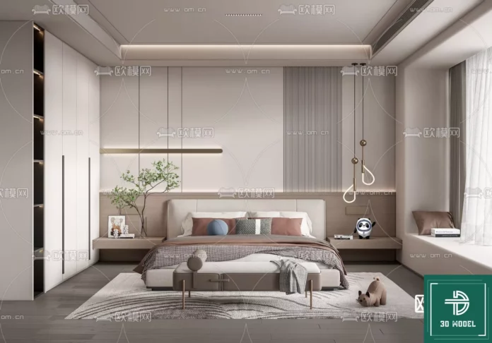 MODERN BEDROOM - SKETCHUP 3D SCENE - VRAY OR ENSCAPE - ID02063