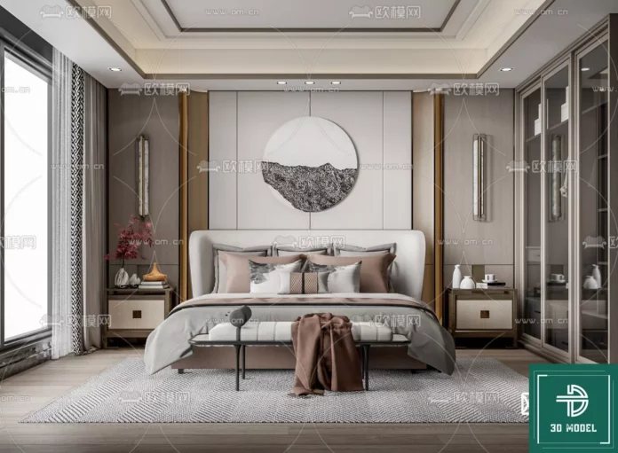 MODERN BEDROOM - SKETCHUP 3D SCENE - VRAY OR ENSCAPE - ID02069