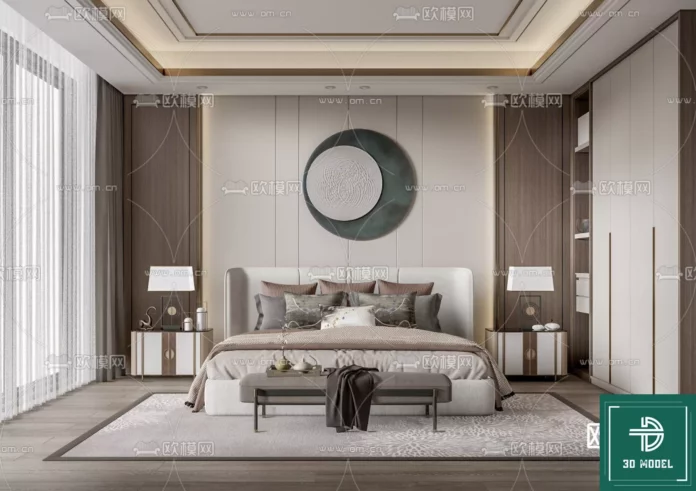 MODERN BEDROOM - SKETCHUP 3D SCENE - VRAY OR ENSCAPE - ID02070