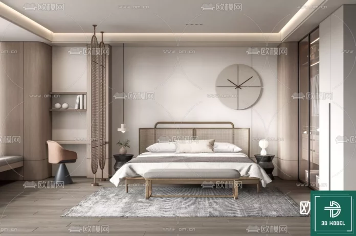 MODERN BEDROOM - SKETCHUP 3D SCENE - VRAY OR ENSCAPE - ID02075