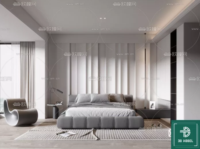 MODERN BEDROOM - SKETCHUP 3D SCENE - VRAY OR ENSCAPE - ID02087