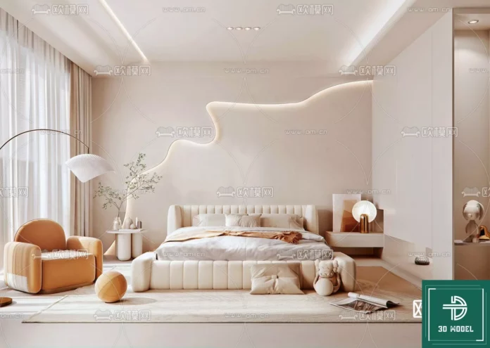 MODERN BEDROOM - SKETCHUP 3D SCENE - VRAY OR ENSCAPE - ID02089