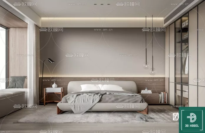 MODERN BEDROOM - SKETCHUP 3D SCENE - VRAY OR ENSCAPE - ID02093