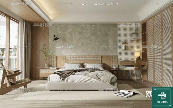 MODERN BEDROOM - SKETCHUP 3D SCENE - VRAY OR ENSCAPE - ID02095