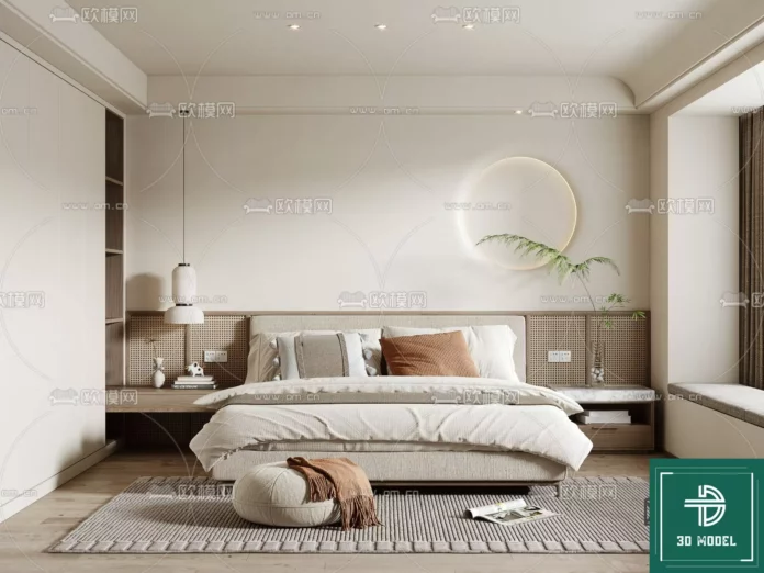 MODERN BEDROOM - SKETCHUP 3D SCENE - VRAY OR ENSCAPE - ID02096