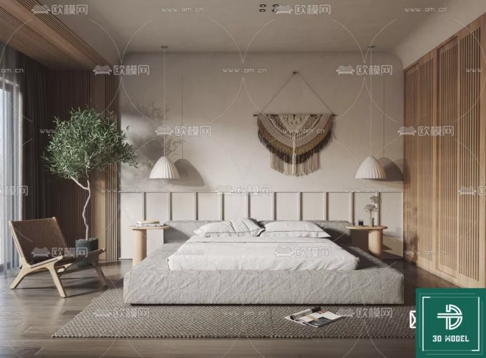 MODERN BEDROOM - SKETCHUP 3D SCENE - VRAY OR ENSCAPE - ID02105