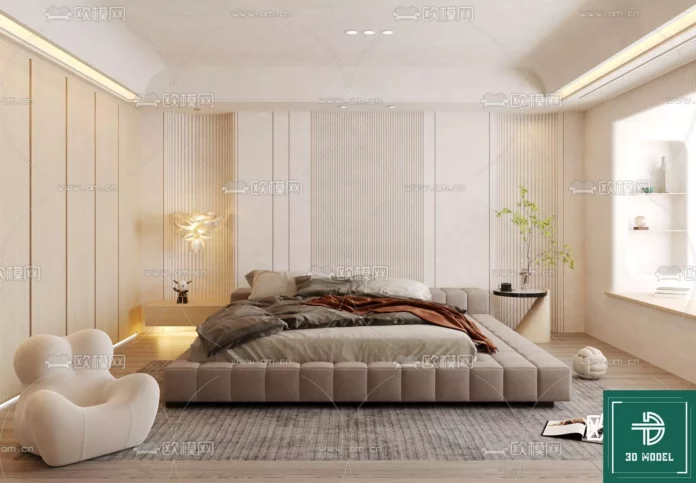 MODERN BEDROOM - SKETCHUP 3D SCENE - VRAY OR ENSCAPE - ID02107