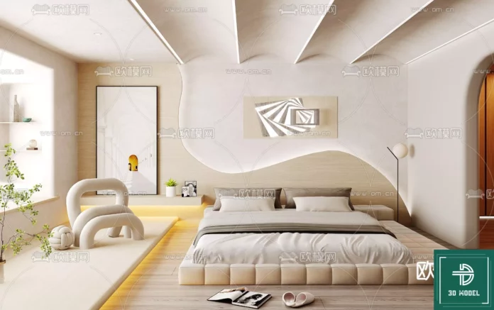 MODERN BEDROOM - SKETCHUP 3D SCENE - VRAY OR ENSCAPE - ID02109