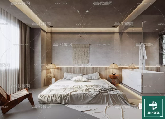 MODERN BEDROOM - SKETCHUP 3D SCENE - VRAY OR ENSCAPE - ID02110