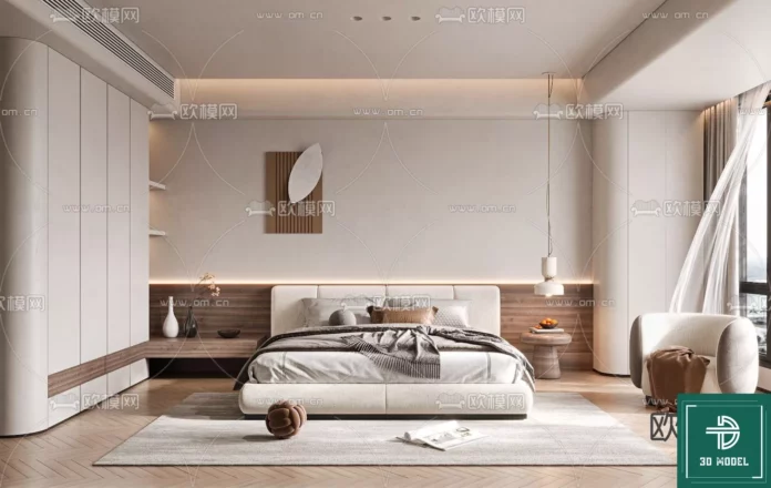 MODERN BEDROOM - SKETCHUP 3D SCENE - VRAY OR ENSCAPE - ID02111