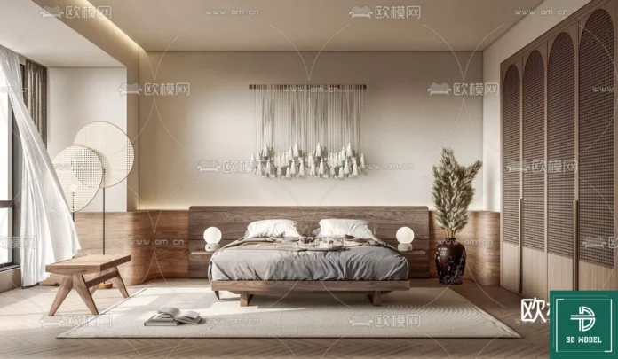 MODERN BEDROOM - SKETCHUP 3D SCENE - VRAY OR ENSCAPE - ID02112