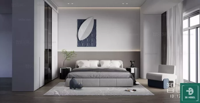 MODERN BEDROOM - SKETCHUP 3D SCENE - VRAY OR ENSCAPE - ID02123