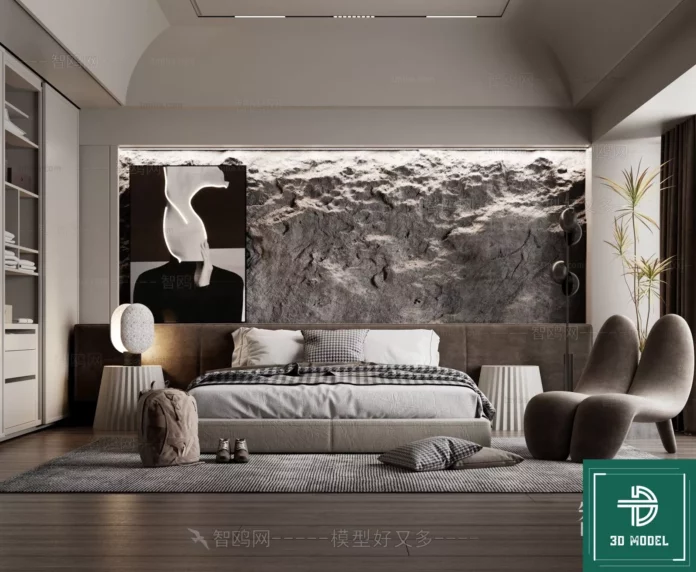 MODERN BEDROOM - SKETCHUP 3D SCENE - VRAY OR ENSCAPE - ID02126